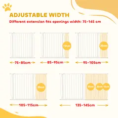 PawHut Extra Wide Dog Safety Gate, with Door Pressure, for Doorways, Hallways, Staircases - White - 4