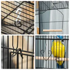 PawHut Large Metal Bird Cage with Stand, Perches, Food Bowls, Swing, for Budgies, Parakeets, Black - 9