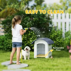 PawHut Outdoor Dog Kennel, Plastic Dog House with Removable Floor, Waterproof Roof, Raised Floor, 71 x 60 x 63 cm - 7
