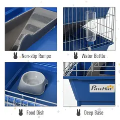 PawHut Metal 2-Tier Small Guinea Pigs Hutches Blue - 5