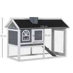 PawHut Guinea Pigs Hutches Wood Bunny Cage for Outdoor Indoor w/ Pull Out Tray Run Box Ramp - 3