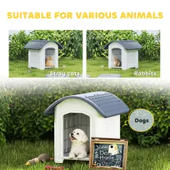 PawHut Outdoor Dog Kennel, Plastic Dog House with Removable Floor, Waterproof Roof, Raised Floor, 71 x 60 x 63 cm - 8