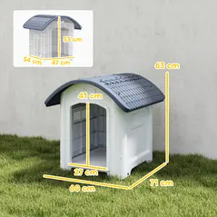 PawHut Outdoor Dog Kennel, Plastic Dog House with Removable Floor, Waterproof Roof, Raised Floor, 71 x 60 x 63 cm - 3