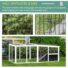 PawHut Guinea Pigs Hutches Wooden Small Rabbits Hutches Pet Run Cover Indoor Outdoor, Grey - 5