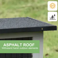 PawHut Elevated Fir Wood Guinea Pigs Hutches Tray Openable Asphalt Roof Outdoor Pet Cage Grey - 4