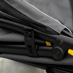 PawHut One-Click Foldable Pet Travel Stroller with Rain Cover, Cat Dog Pushchair with Universal Front Wheels, Shock Absorber, Storage Bags, Mesh Window, Safety Leash for Large and Medium Dogs (Grey) - 8