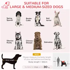 PawHut One-Click Foldable Pet Travel Stroller with Rain Cover, Cat Dog Pushchair with Universal Front Wheels, Shock Absorber, Storage Bags, Mesh Window, Safety Leash for Large and Medium Dogs (Red) - 4