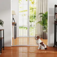 PawHut Extra Wide Dog Safety Gate, with Door Pressure, for Doorways, Hallways, Staircases - White - 9
