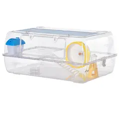 PawHut Hamster Cage, 2 Tier Gerbil Cage with Running Wheel, Water Bottle, Dish - 1