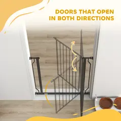 PawHut Extra Wide Dog Gate, with Door Pressure, for Doorways, Hallways, Staircases - Black - 8