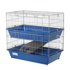 PawHut Metal 2-Tier Small Guinea Pigs Hutches Blue - 1