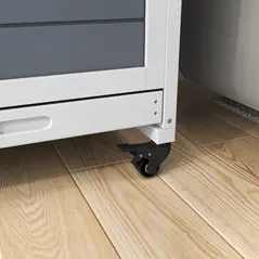 PawHut Double Deckers Guinea Pig Cage, Indoor Rabbit Hutch with Feeding Trough, Trays, Ramps, Openable Top - Grey - 9