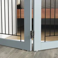PawHut Foldable Pet Gate, with Three Panels & Two Support Feet - Grey - 9