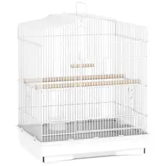 PawHut Large Metal Bird Cage with Perches, Food Bowls, Swing, for Budgies, Parakeets, White - 1