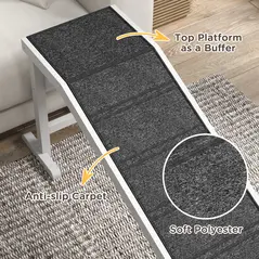 PawHut Pet Ramp for Dogs with Non-Slip Carpet and Top Platform - White & Grey - 6