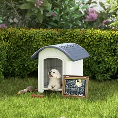 PawHut Outdoor Dog Kennel, Plastic Dog House with Removable Floor, Waterproof Roof, Raised Floor, 71 x 60 x 63 cm - 2