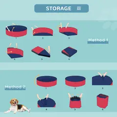 PawHut Foldable Dog Pool, 80 x 20 cm Pet Paddling Pool with Wood Board Support and Anti-Slip Bottom, Portable Doggy Paddling Pool for Garden and Outdoor Use, Red - 8