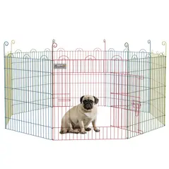 PawHut Pet Playpen Crate, with Eight Panels, Door, for Indoors and Outdoors, 60H x Φ156cm - 1