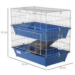 PawHut Metal 2-Tier Small Guinea Pigs Hutches Blue - 3
