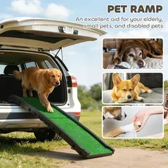 PawHut Foldable Dog Ramp with Artificial Anti-slip Surface, Portable & Lightweight, for Cars, Home, 155 x 38.5 x 15.5 cm - 4