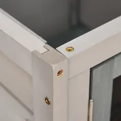 PawHut Elevated Fir Wood Guinea Pigs Hutches Tray Openable Asphalt Roof Outdoor Pet Cage Grey - 8