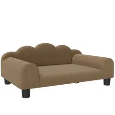 PawHut Elevated Dog Sofa Bed, Breathable Pet Sofa with Backrest and Armrest for Small Dogs, Brown - 1