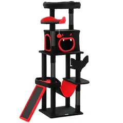 PawHut Gothic Cat Tree, 152 cm Multi-Level Cat Tower for Large Cats with Coffin Bed, Large Condo, for Halloween - 1