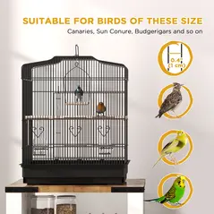 PawHut Large Metal Bird Cage with Perches, Food Bowls, Swing, for Budgies, Parakeets, Black - 7