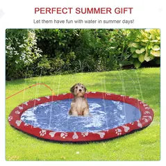 PawHut Dog Splash Pad, Pet Sprinkler Mat, Non-Slip Dog Paddling Pool, Foldable Outdoor Sprinkler and Splash Mat Water Play for Garden, Patio, Summer Fun, 170 cm - 4