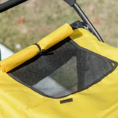 PawHut Foldable Pet Stroller, with Washable Cushion, Storage Bags, Safety Leash, for Medium, Large Dogs, Cats - Yellow - 8