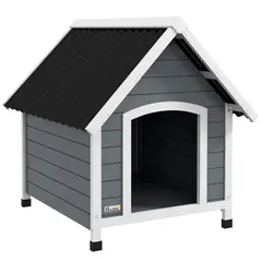 PawHut Outdoor Dog Kennel, Wooden Dog House, with Removable Floor, Anti-Corrosion Wood, for Medium Dogs,  82H x 75W x 88Dcm - 1
