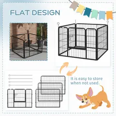 PawHut Heavy Duty Dog Playpen, 4 Panel Puppy Pen, Foldable Dog Kennel Both Indoor Outdoor Use Collapsible Design 82L x 82W x 60H (cm) - 5