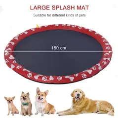 PawHut Dog Splash Pad, Pet Sprinkler Mat, Non-Slip Dog Paddling Pool, Foldable Outdoor Sprinkler and Splash Mat Water Play for Garden, Patio, Summer Fun, 170 cm - 5