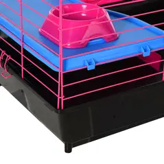 PawHut Dwarf Hamster Metal Cage Guinea Pigs Hutches w/ Tunnels Pink - 8