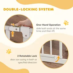 PawHut Extra Wide Dog Safety Gate, with Door Pressure, for Doorways, Hallways, Staircases - White - 5