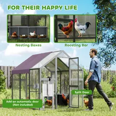 PawHut Large Walk In Chicken Run with Waterproof & Anti-UV Cover, for 6-8 Chickens, for Garden, Farm, 5.5' x 6' x 6' - 8