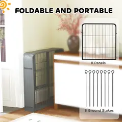 PawHut Eight-Panel Dog Playpen with Door, for Large Dogs, Indoors, Outdoors, 60cm Tall, Black - 6