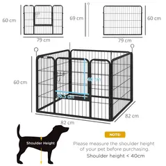 PawHut Heavy Duty Dog Playpen, 4 Panel Puppy Pen, Foldable Dog Kennel Both Indoor Outdoor Use Collapsible Design 82L x 82W x 60H (cm) - 3