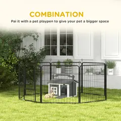 PawHut Indoor Rabbit Hutch, Portable Small Animal House Outdoor, with Top Handle, Openable Roof - Grey - 5