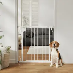 PawHut Extra Wide Dog Gate, with Door Pressure, for Doorways, Hallways, Staircases - White - 2