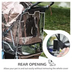 PawHut Dog Stroller with Cover for Small Miniature Dogs, Folding Cat Pram Dog Pushchair with Cup Holder, Storage Basket, Reflective Strips, Brown - 7