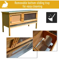 PawHut Guinea Pigs Hutches, 115Lx44.3Wx65H cm, Fir Wood-Yellow/Green - 6