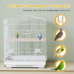 PawHut Large Metal Bird Cage with Perches, Food Bowls, Swing, for Budgies, Parakeets, White - 7