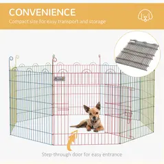 PawHut Pet Playpen Crate, with Eight Panels, Door, for Indoors and Outdoors, 60H x Φ156cm - 6