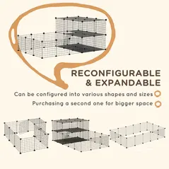 PawHut Pet Playpen with Door, Guinea Pigs Metal Mesh Cage for Small Animal, Chinchilla, 175 x 105 x 70 CM, Black - 5