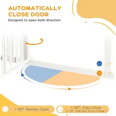 PawHut Extra Tall Pet Gate, Indoor Dog Safety Gate, with Cat Flap, Auto Close, 74-101cm Wide - White - 5