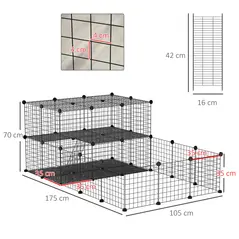 PawHut Pet Playpen with Door, Guinea Pigs Metal Mesh Cage for Small Animal, Chinchilla, 175 x 105 x 70 CM, Black - 3