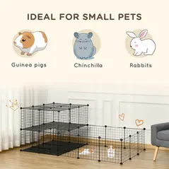 PawHut Pet Playpen with Door, Guinea Pigs Metal Mesh Cage for Small Animal, Chinchilla, 175 x 105 x 70 CM, Black - 4
