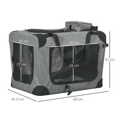 PawHut Oxford Fabric Folding Pet Carrier Bag Grey - 3