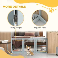 PawHut Foldable Pet Gate, with Three Panels & Two Support Feet - Grey - 6